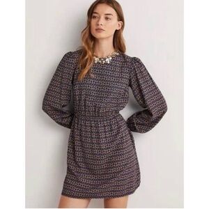 Boden Crew Neck Navy Dandelion Pop Mini Dress Size 10US NWT